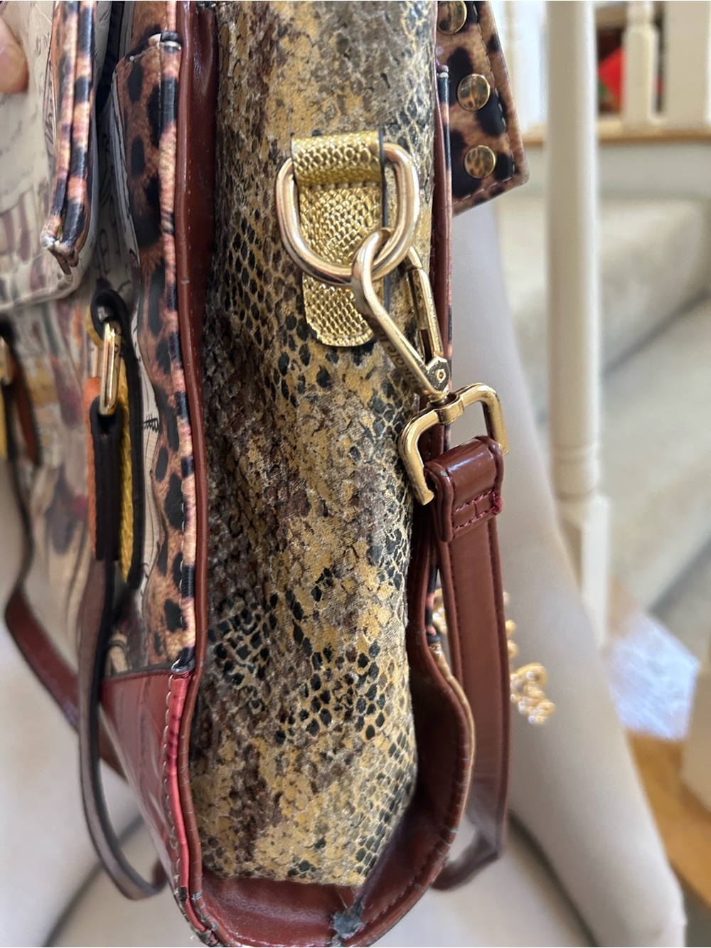 Nicole Lee Multicolor Printed Satchel with Brown Handles - Picture 9 of 15